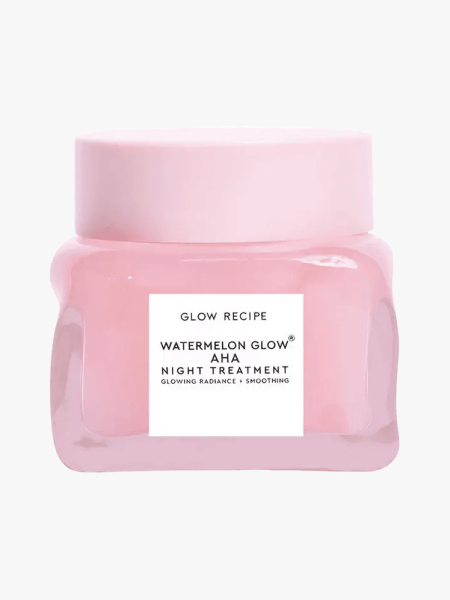 Glow Recipe Watermelon Glow AHA Night Treatment in branded component on a light gray background