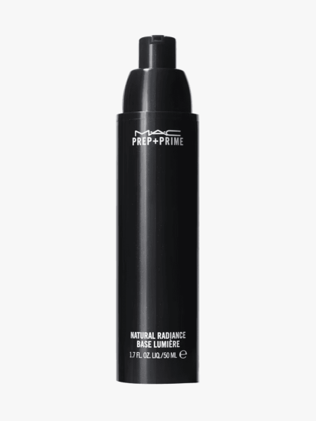 Mac Cosmetics Prime and Prep Radiance Primer in branded component on a light gray background