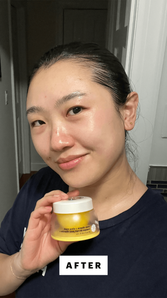 Han after applying Saturday Skin Yuzu Vitamin C Sleep Mask