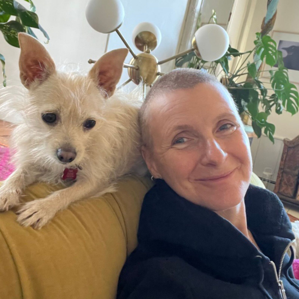 Gilbert and her dog Pepita in 2025.